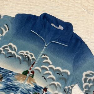 Blair Oceanic Zip-Up Sweater with Lighthouse Design